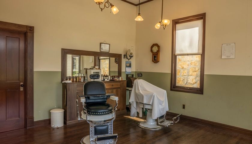 The shop floor, chairs and mirrors